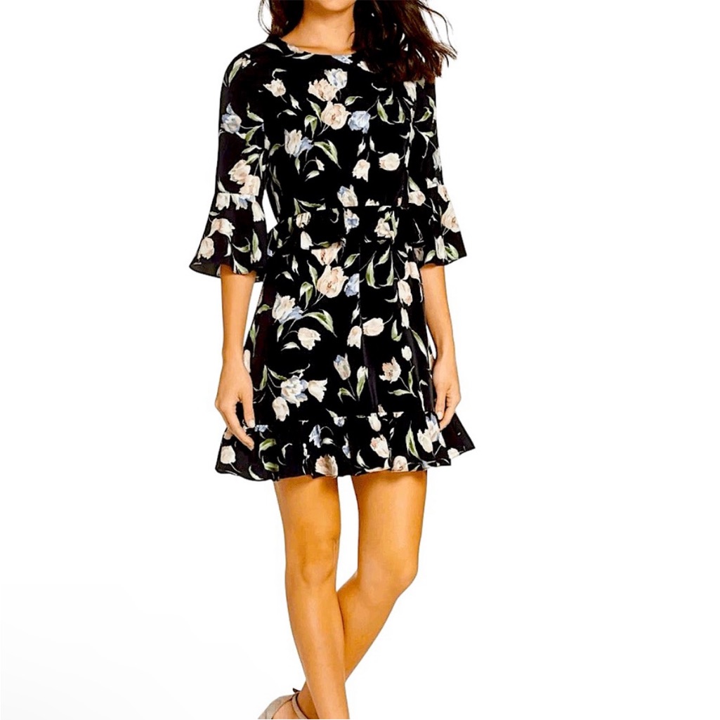 Avec Les Filles Floral Print (Tulips) Print Dress